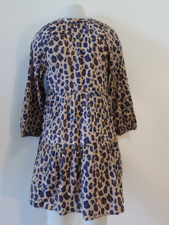 Womens Vineyard Vine Tan Blue (Item- 813) Leopard Print Tiered Mini Dress S - Picture 10 of 11